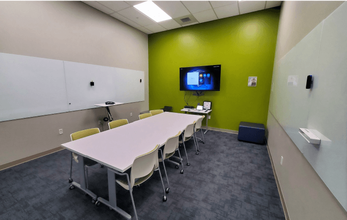 A wide-angle photograph of the Kollsman Collaboration room.